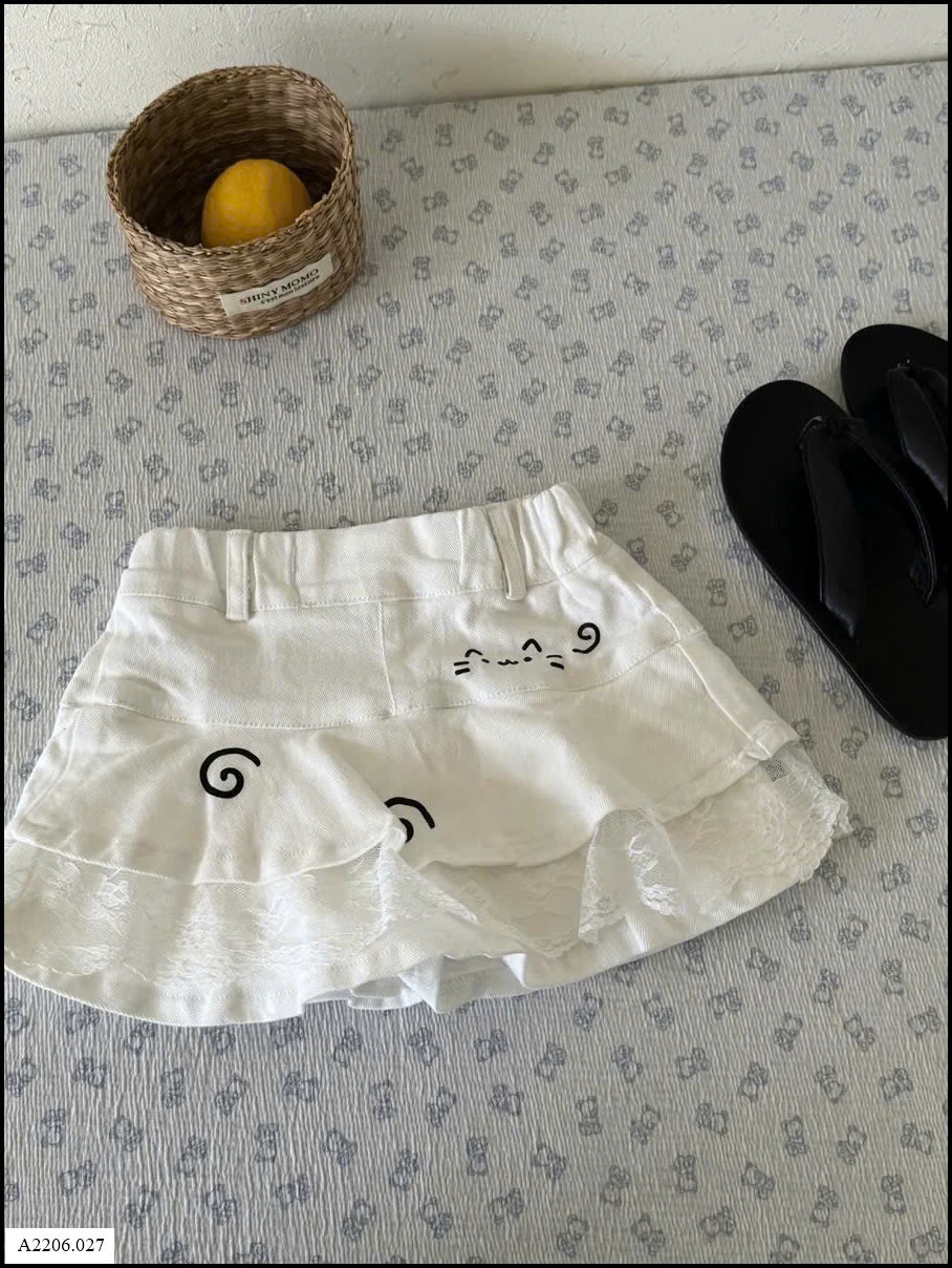 CHÂN VÁY DENIM PHỐI REN BG Sỉ giá 167K