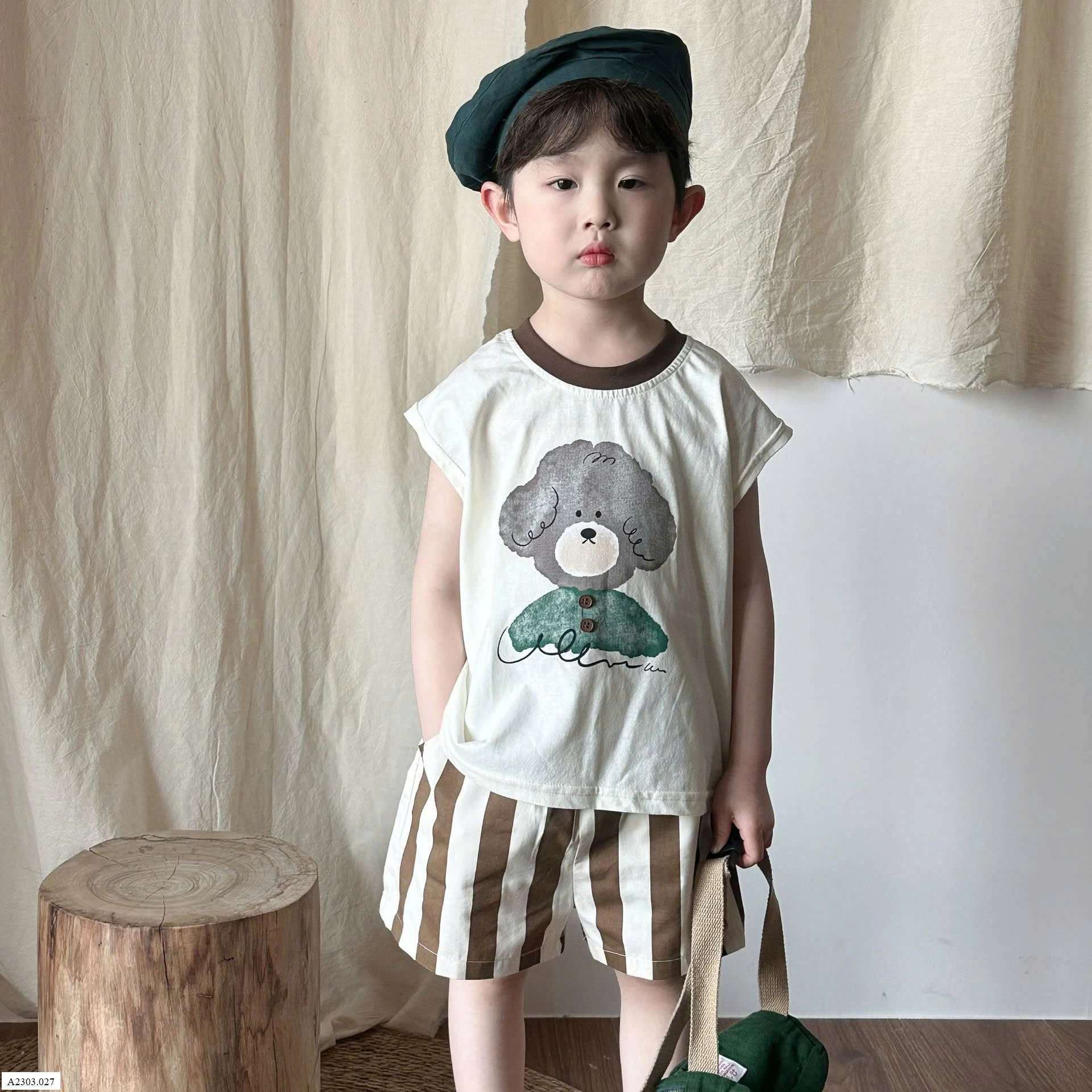 Bộ mặc nhà họa tiết chó cho bé    Sỉ 129k