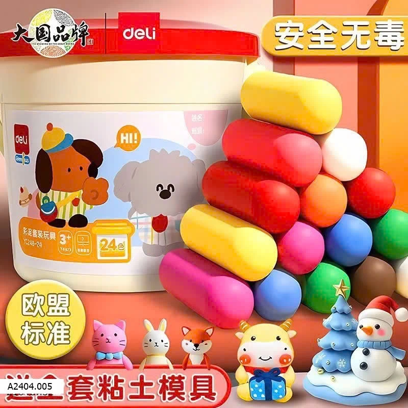 HỘP ĐẤT NẶN 24 MÀU DELI   Sỉ 60k