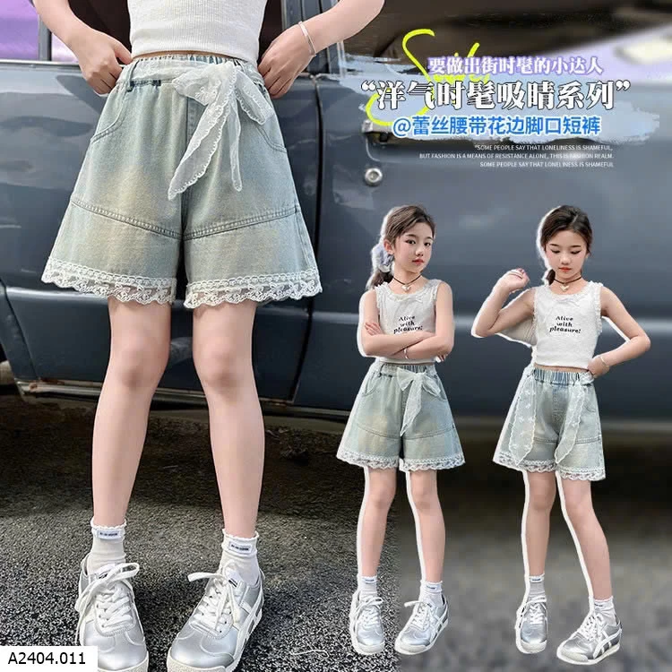 QUẦN SHORT DENIM PHỐI REN Sỉ 136k 