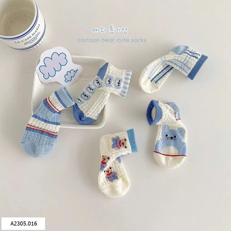  SET 5 ĐÔI TẤT GẤU CHO BÉ    Sỉ 34k/1 set 5 đôi mix màu 