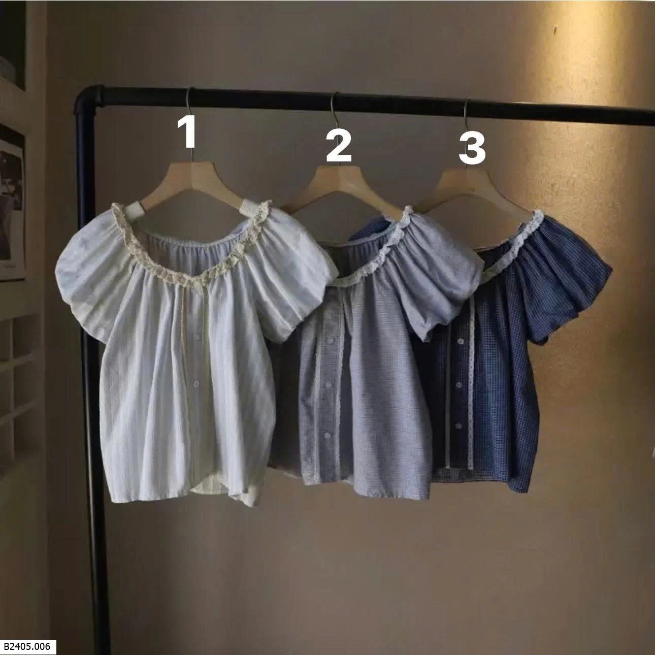 ÁO SƠ MI TAY BỒNG PHỐI REN NỮ Sỉ 135k