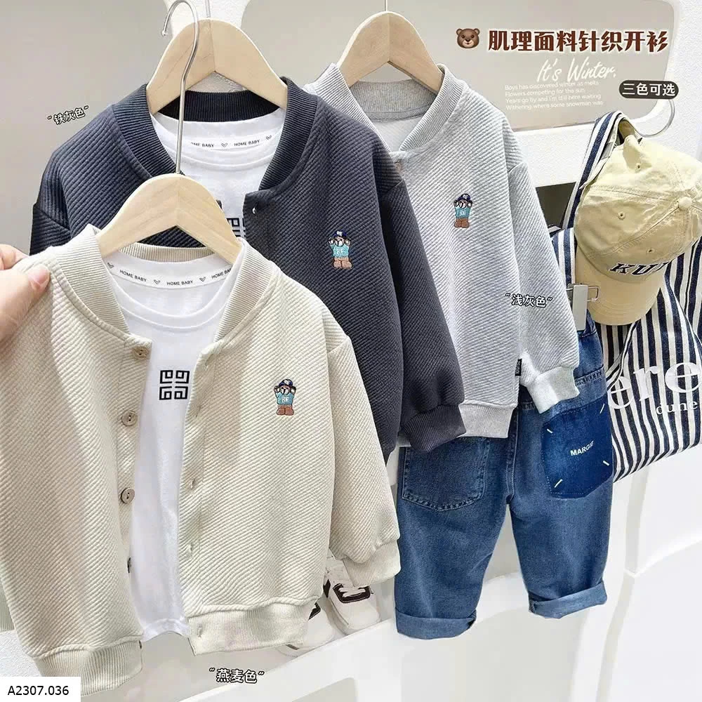 Cardigan thêu gấu cho bé yêu  Sỉ 142k