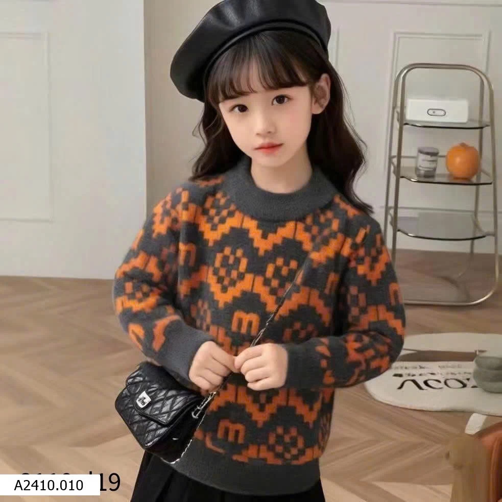 ÁO LEN HỌA TIẾT CỔ TRÒN CHO BÉ  Giá sỉ 125k