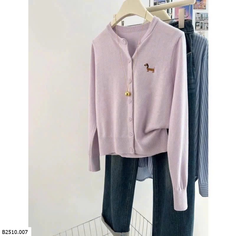 ÁO LEN CARDIGAN THÊU HÌNH CÚN  Giá sỉ 135K