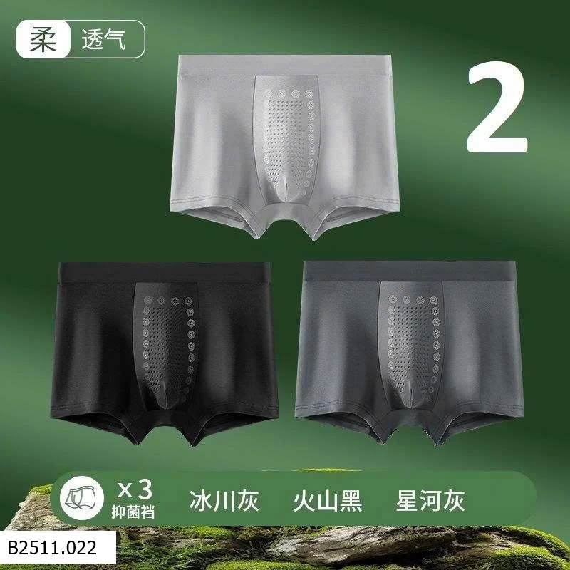 QUẦN BOXER NAM KHÁNG KHUẨN THOÁNG KHÍ  Giá sỉ  70k/ set 3c mix màu