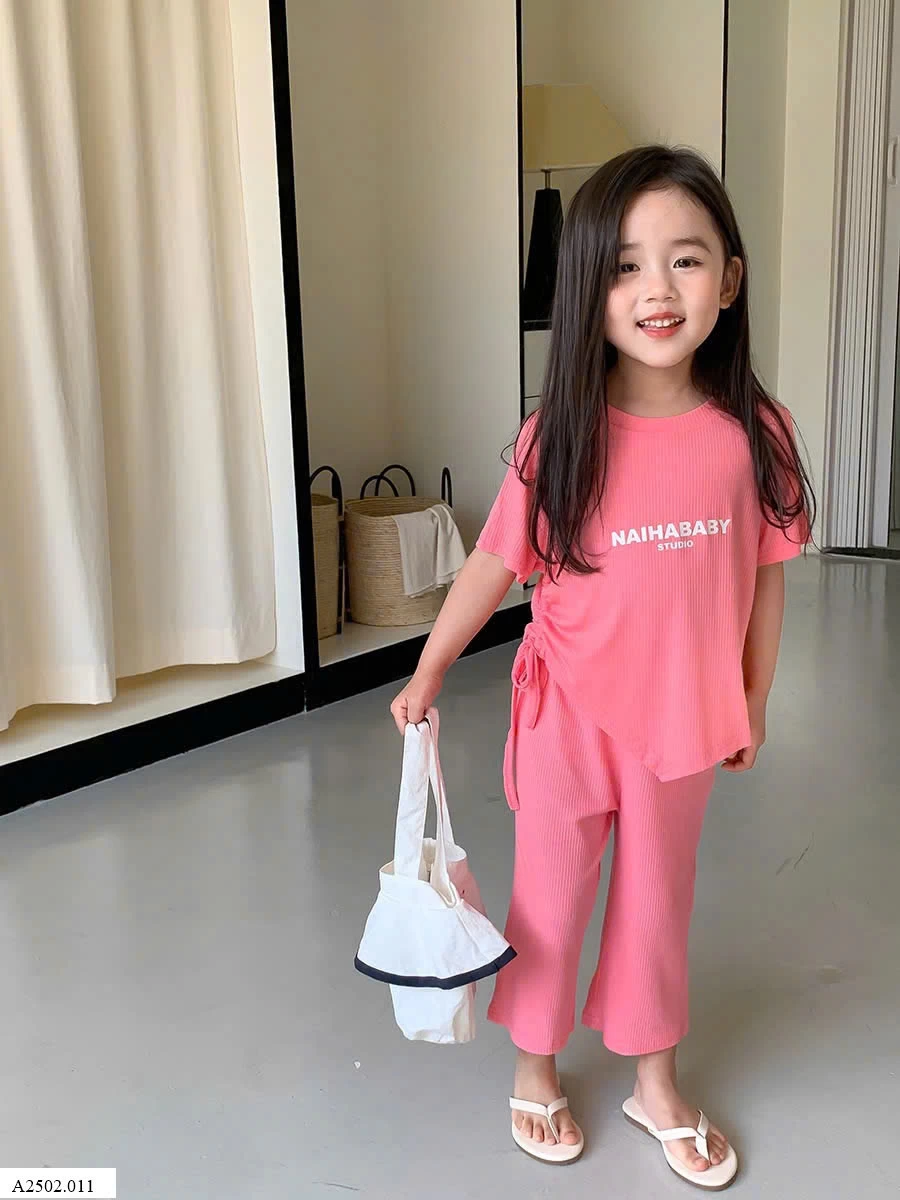Bộ cotton mặc nhà cho bé gái   Sỉ 128k