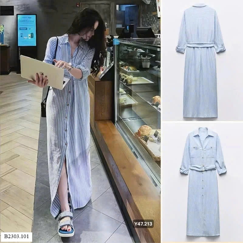VÁY SƠMI KẺ hãng KASLEAD     Sỉ 235k