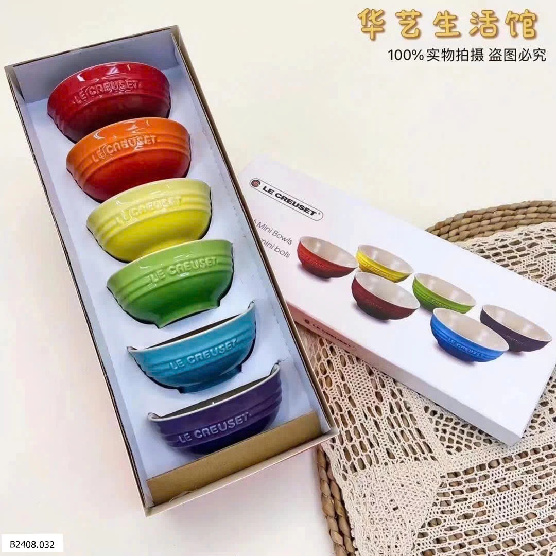 SET 6 BÁT  ĐỦ MÀU LE CREU SET RICE BOWL  Giá sỉ 264k