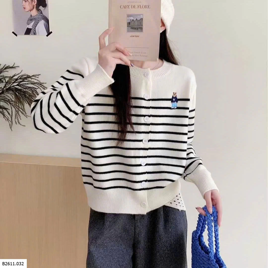 ÁO CARDIGAN GẤU KẺ CHO NỮ  Giá sỉ 150k