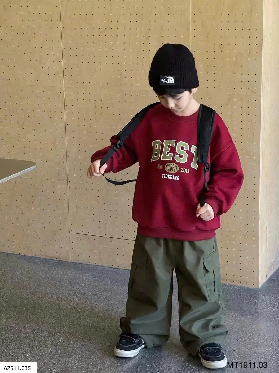 ÁO NỈ CHỮ AOAOKIDS   Giá sỉ 165k