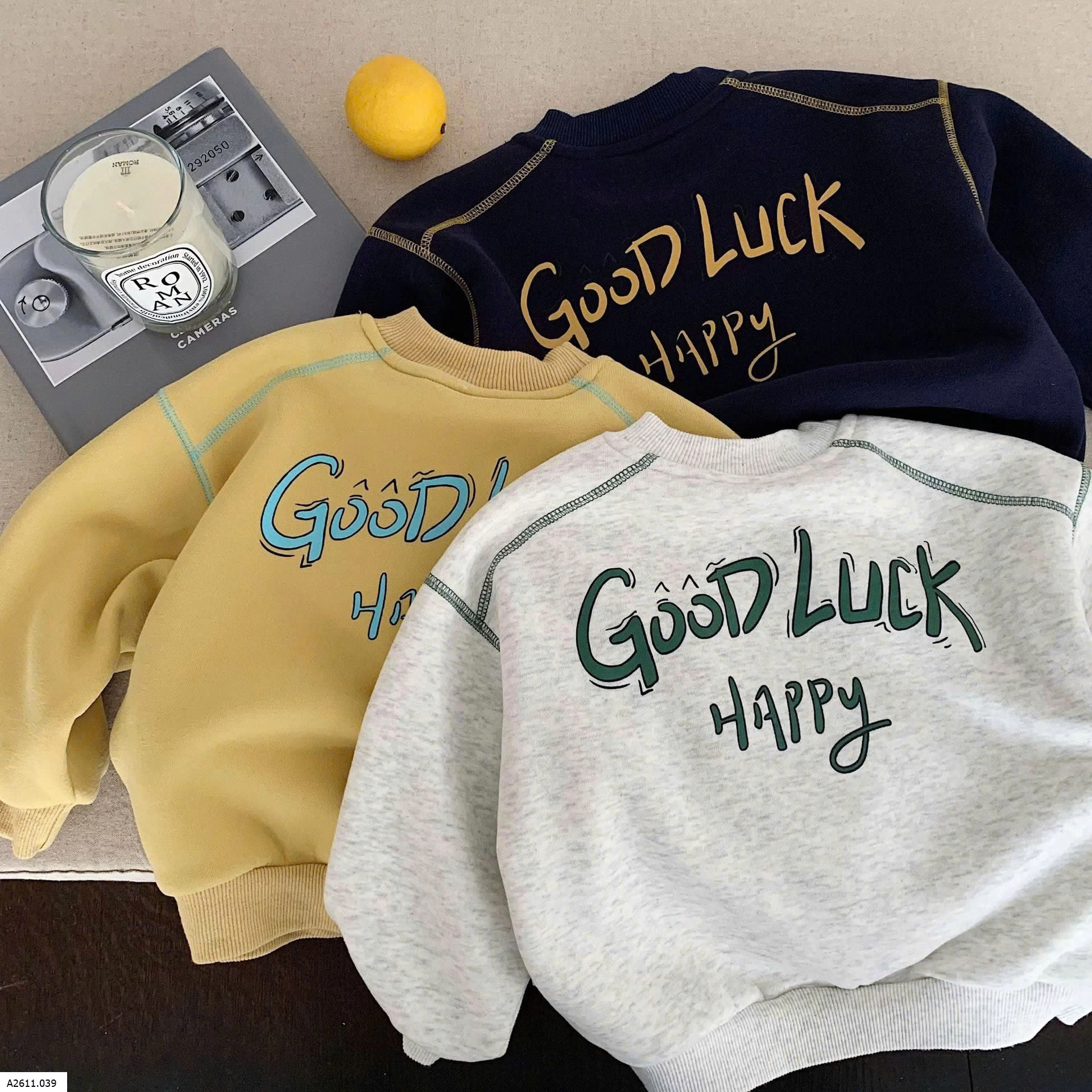 ÁO NỈ CHO GOODLUCK HAPPY CHO BÉ  Giá sỉ 153k