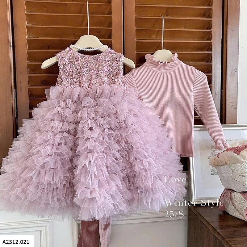 VÁY REN CÔNG CHÚA BLING BLING Giá sỉ áo 136k , váy 238k