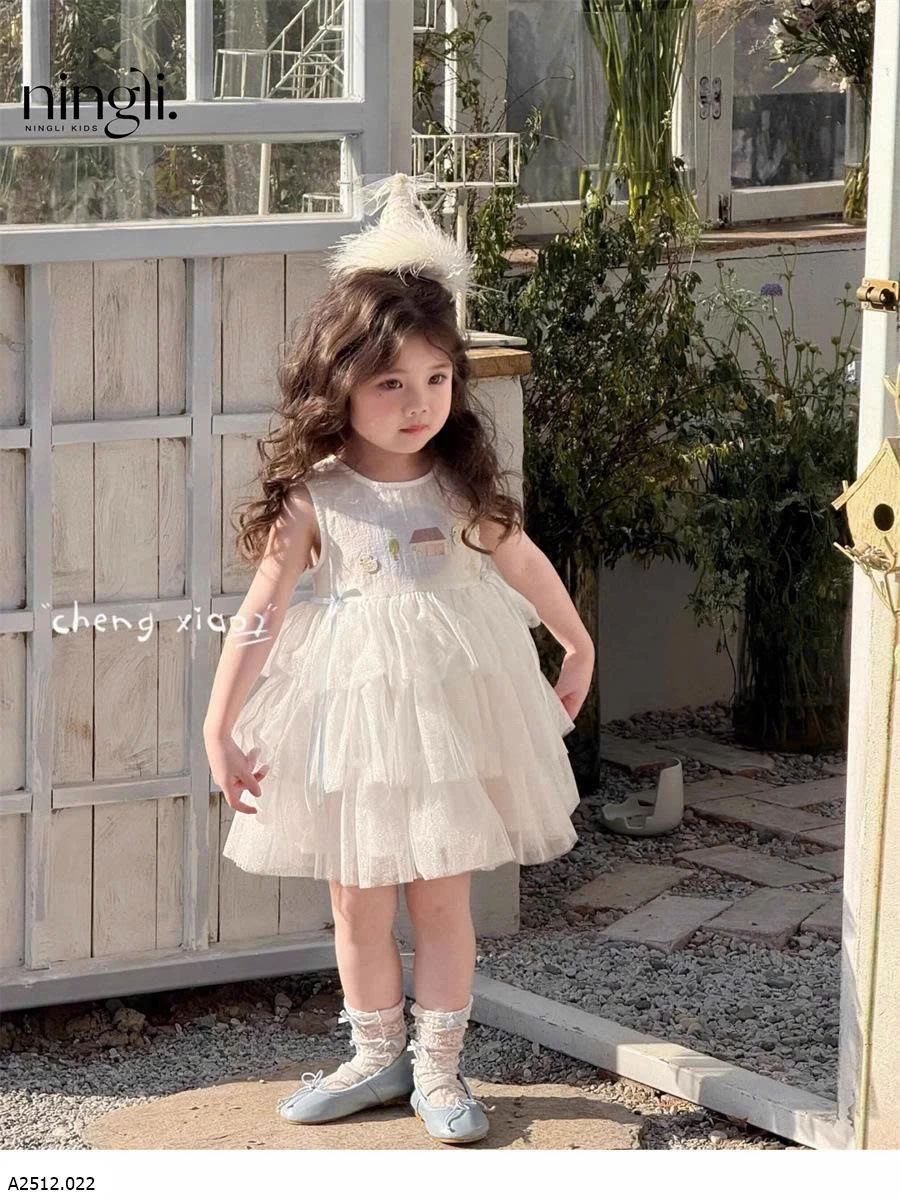 VÁY THUN PHỐI REN BÉ GÁI Giá sỉ 127k