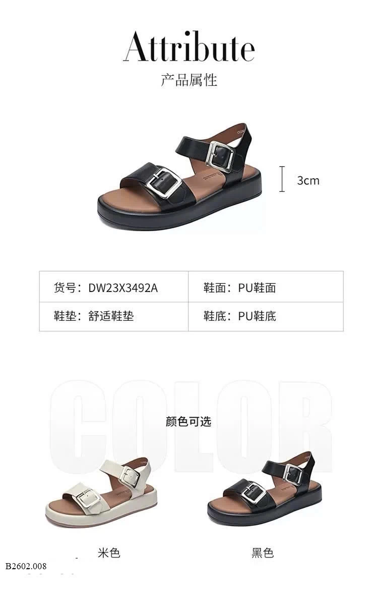 SANDAL ĐẾ BẰNG DUSTO KHUY BẠC  Sỉ 135k
