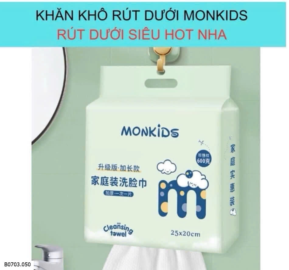 KHĂN GIẤY RỬA MẶT 1 LẦN ĐA NĂNG  MONKIDS Sỉ 100k/1 bịch 