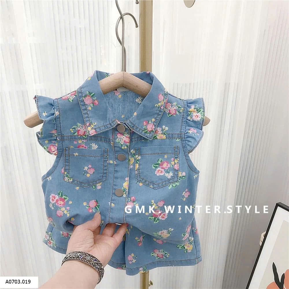 SET DENIM CÁNH TIÊN CỰC ĐẸP Sỉ giá 136k/1 set chất demi mềm k phải jean ạ 