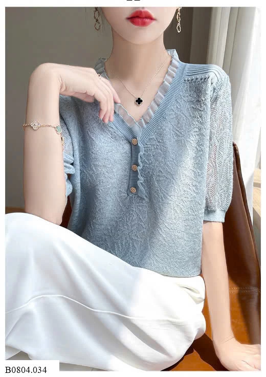  ÁO TAY LỠ CỔ VIỀN BÈO CHO NỮ    Sỉ 115k