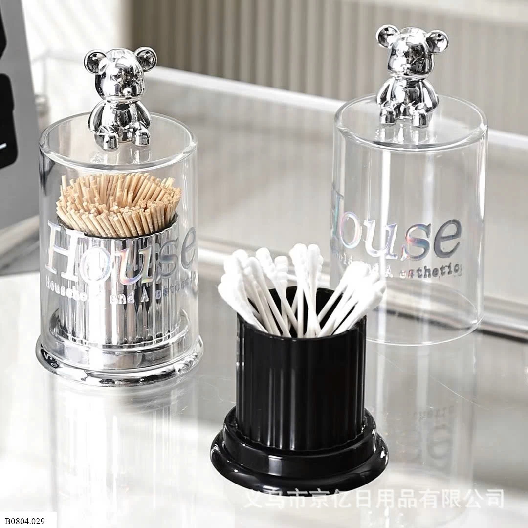 LỌ ĐỰNG TĂM-TĂM BÔNG HÌNH GẤU      Sỉ 44k/ 1 sét 2 chiếc mix