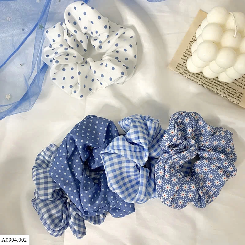 SET 5 DÂY BUỘC TÓC TONE XANH    Sỉ 23k/ 1 sét 5 chiếc mix mẫu