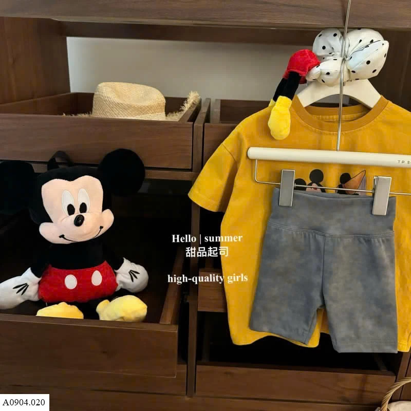 SET ÁO PHÔNG MICKEY MIX QUẦN LEGGING ĐÙI     Giá sỉ Áo: 145k Quần: 145k  Cả set: 252k 