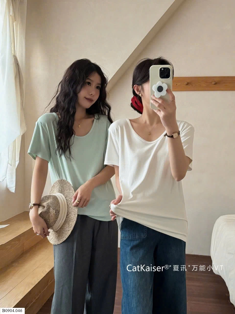 ÁO THUN TRƠN CỔ V NỮ Sỉ 107k