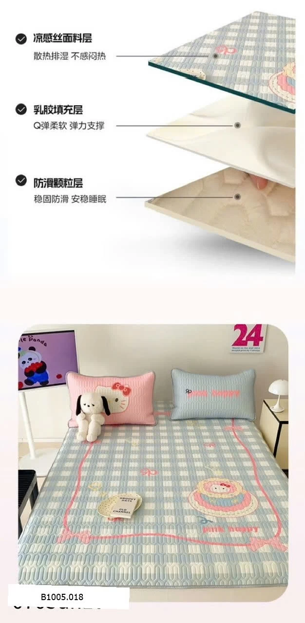 CHIẾU ĐIỀU HOÀ CAO SU KÈM VỎ GỐI Sỉ  1m5x2m: 270k      1m8x2m: 310k