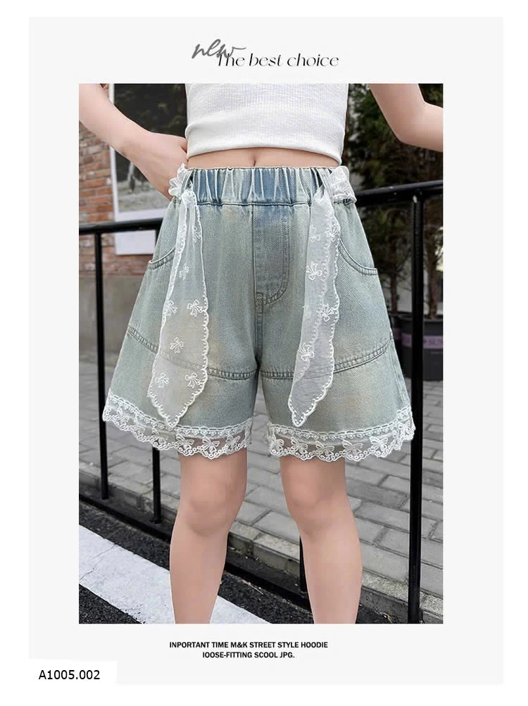 QUẦN SHORT DENIM PHỐI REN   Sỉ 136k