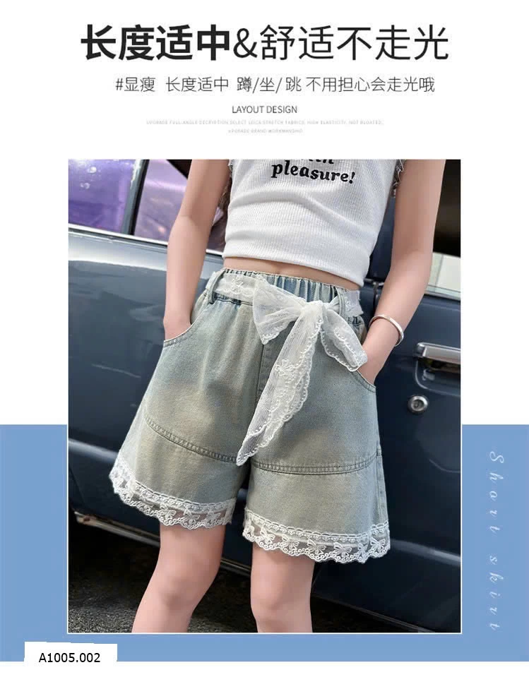 QUẦN SHORT DENIM PHỐI REN   Sỉ 136k