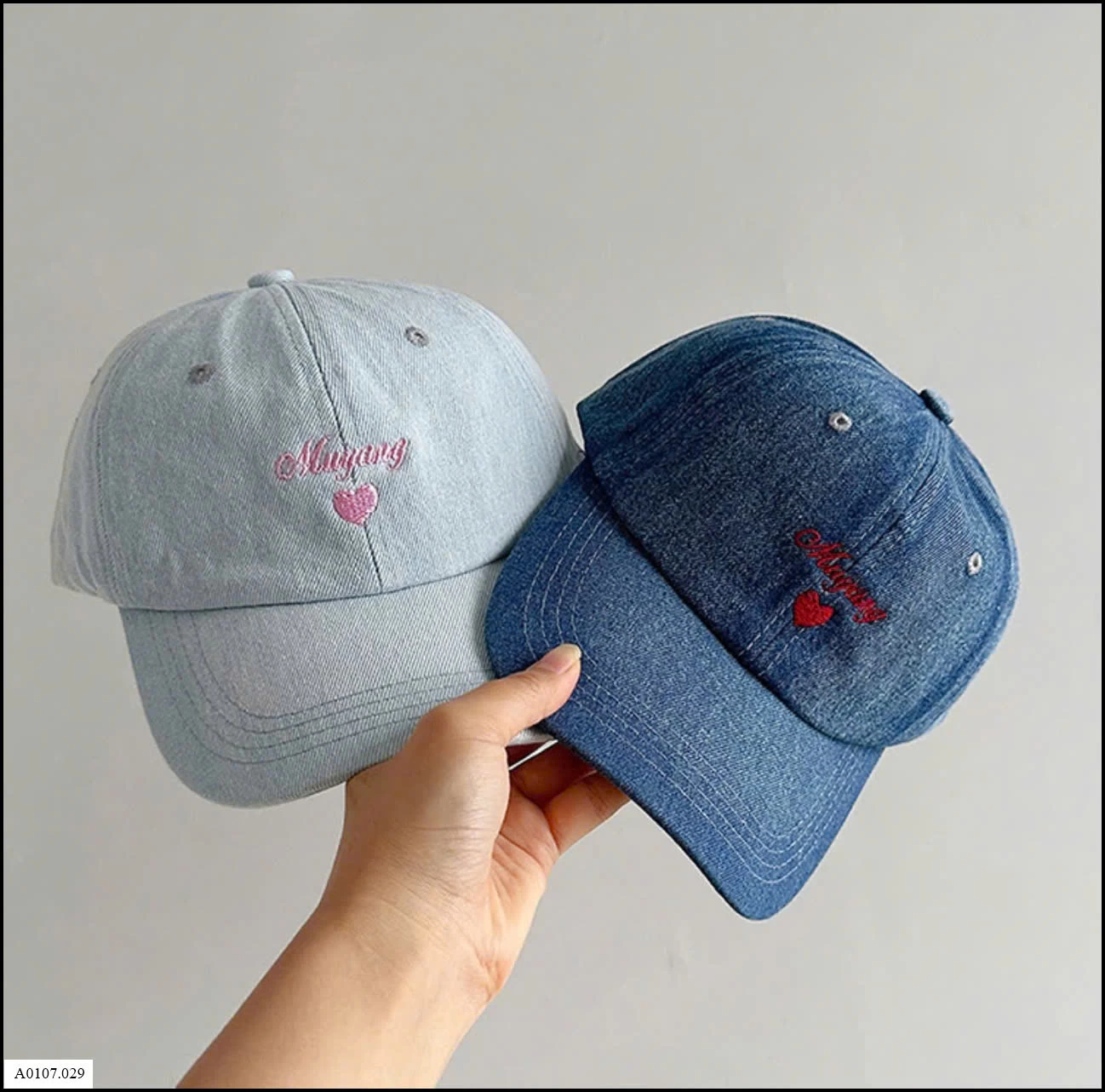 MŨ LƯỠI TRAI THÊU HÌNH TRÁI TIM  Sỉ giá 75K