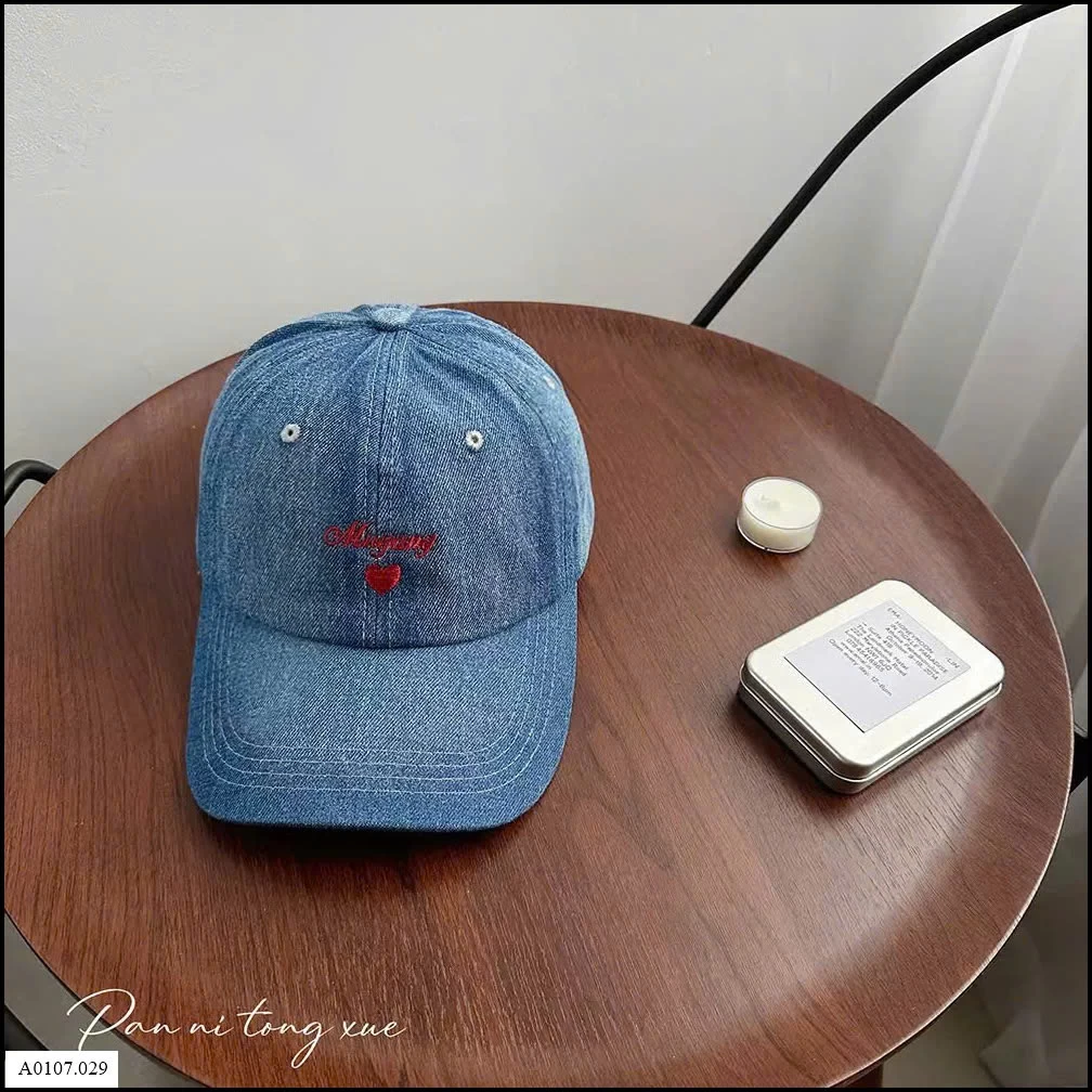 MŨ LƯỠI TRAI THÊU HÌNH TRÁI TIM  Sỉ giá 75K