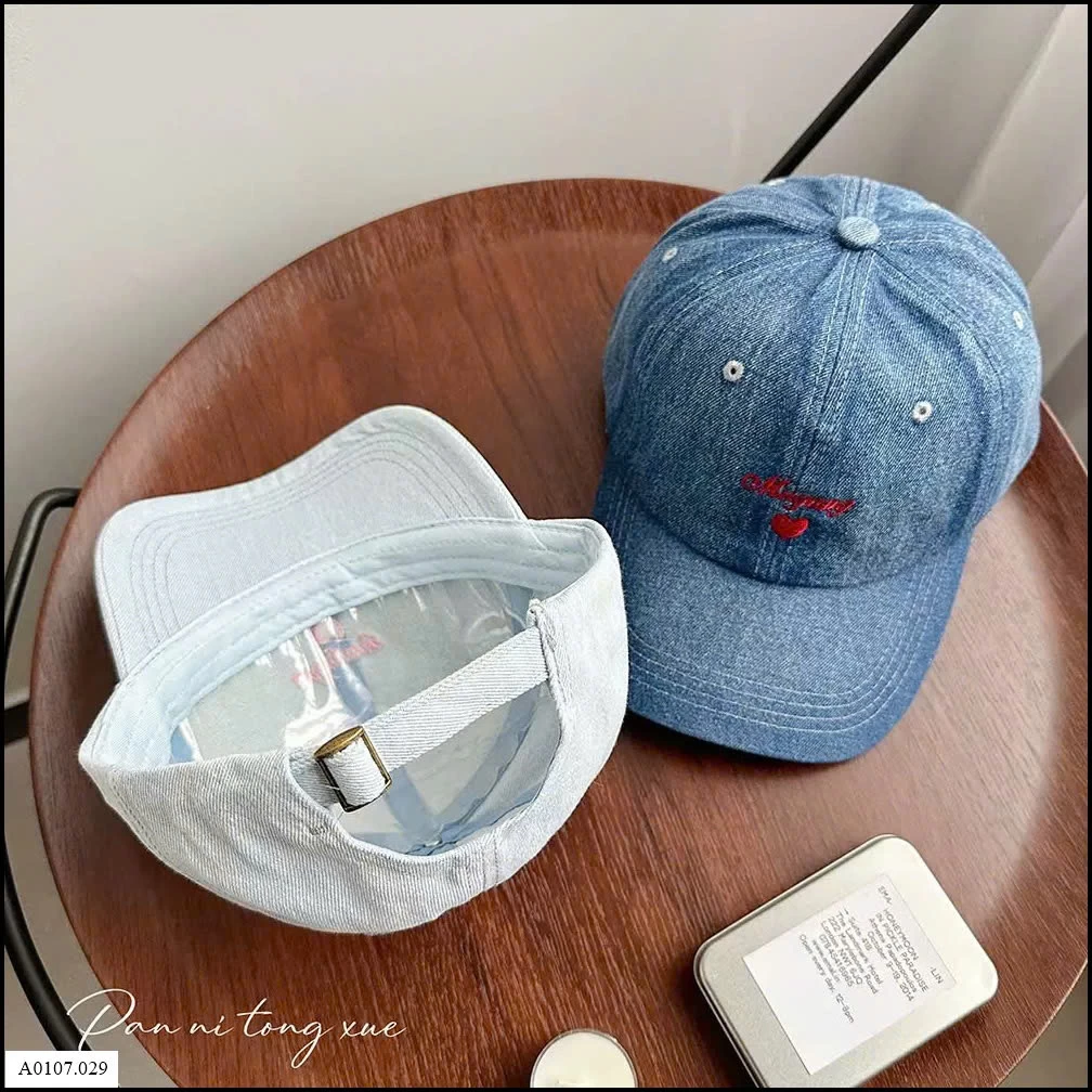 MŨ LƯỠI TRAI THÊU HÌNH TRÁI TIM  Sỉ giá 75K