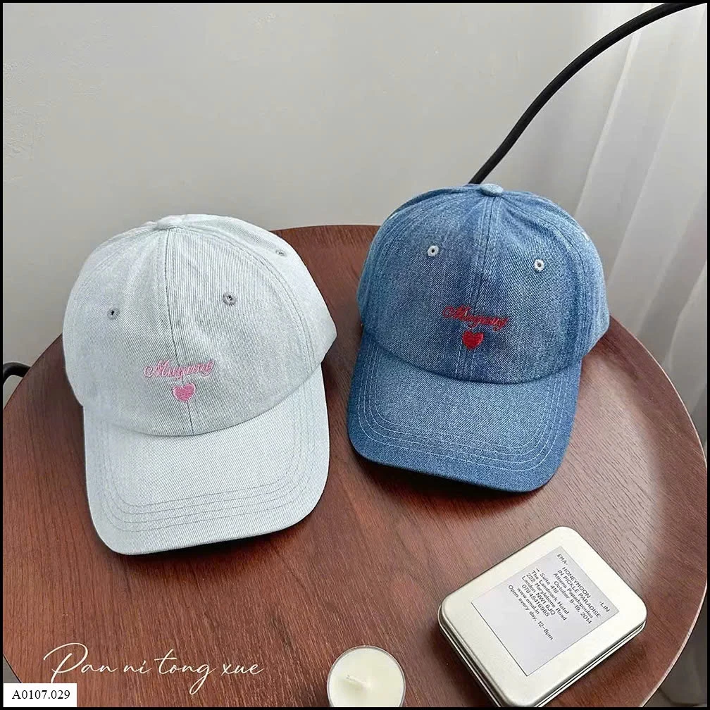 MŨ LƯỠI TRAI THÊU HÌNH TRÁI TIM  Sỉ giá 75K