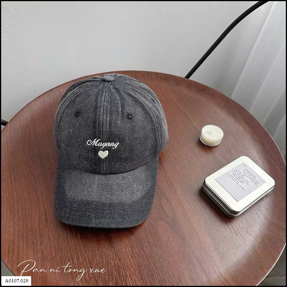 MŨ LƯỠI TRAI THÊU HÌNH TRÁI TIM  Sỉ giá 75K