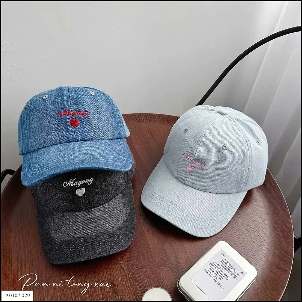 MŨ LƯỠI TRAI THÊU HÌNH TRÁI TIM  Sỉ giá 75K