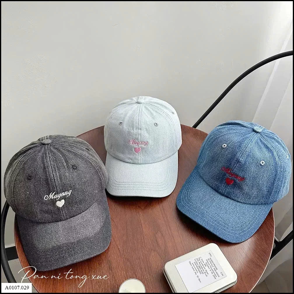 MŨ LƯỠI TRAI THÊU HÌNH TRÁI TIM  Sỉ giá 75K