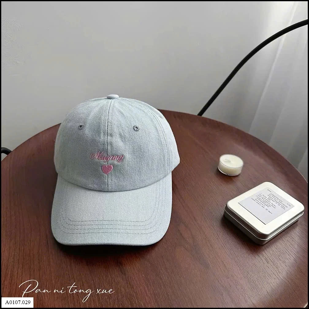 MŨ LƯỠI TRAI THÊU HÌNH TRÁI TIM  Sỉ giá 75K