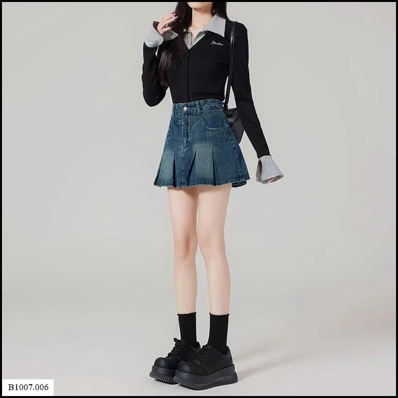  CHÂN VÁY JEAN XẾP LY CHO NỮ  Sỉ giá 155k