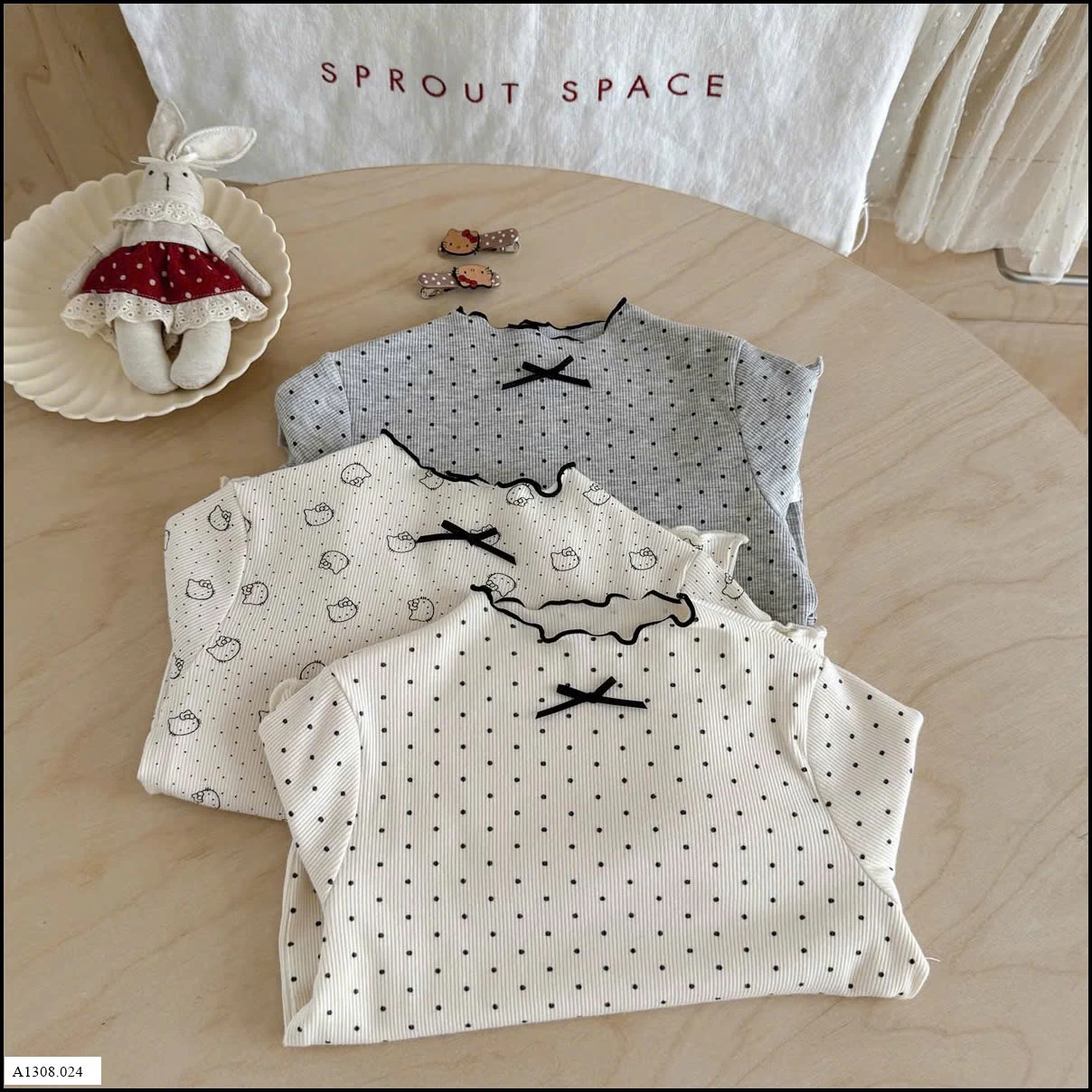 ÁO DÀI TAY CHẤM BI NINGLI BG   Giá sỉ 80k