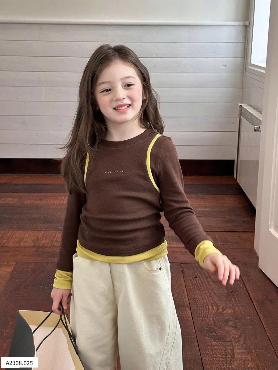 ÁO THUN DÀI TAY PHỐI MÀU AMBB   Giá sỉ sz 90-150: 142k 160: 155k 170: 168k