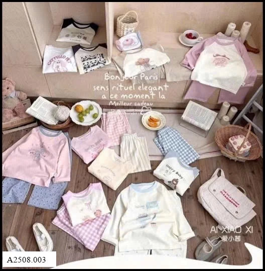 BỘ MẶC NHÀ DÀI TAY CHO BÉ   Giá sỉ 80-120 108k 130-160 140k