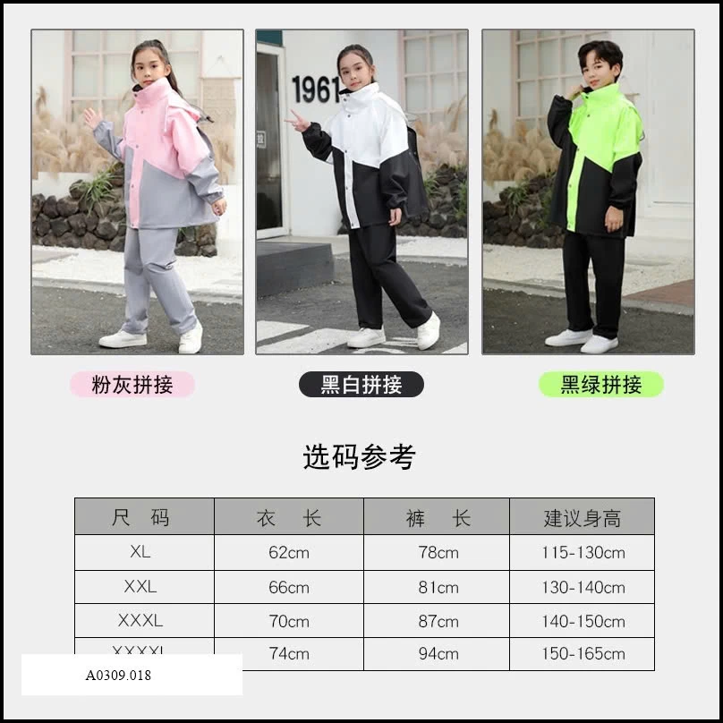 BỘ QUẦN ÁO MƯA TRẺ EM   Giá sỉ 195k