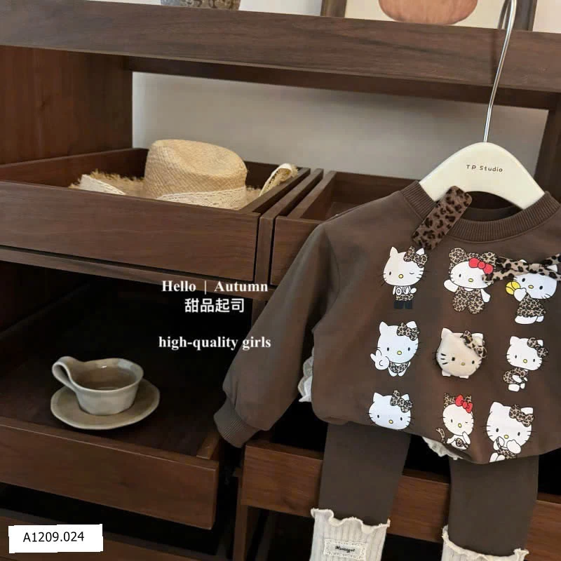 SET ÁO HELLO KITTY PHỐI QUẦN LEGGING CHO BÉ  Giá sỉ ÁO: 159k  QUẦN: 120k  CẢ SET: 240k