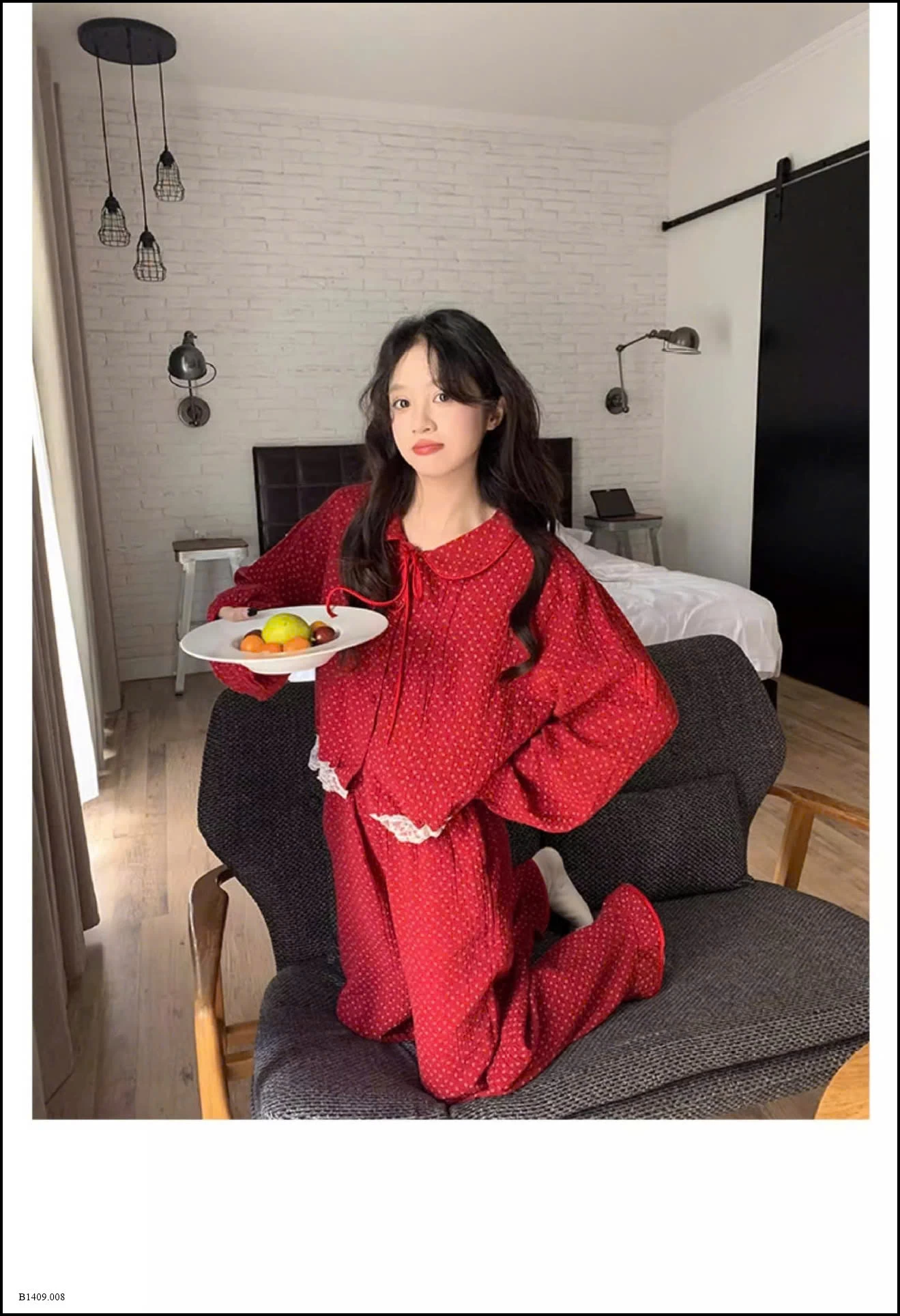 PIJAMA HOA NHÍ ĐỎ  Giá sỉ 132k/1b