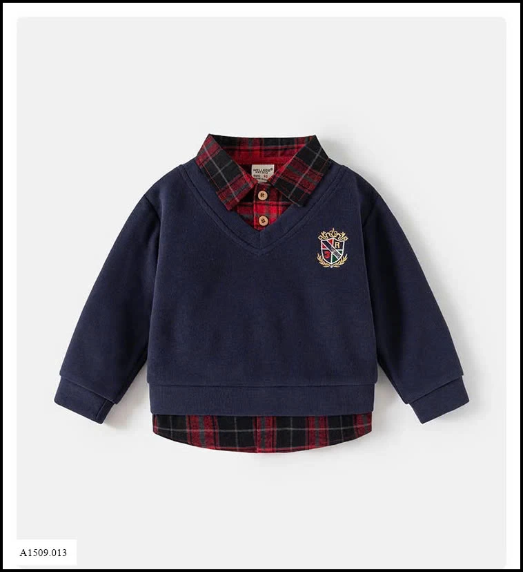 ÁO PHỐI CỔ SƠ MI GIẢ 2 MẢNH WELLKIDS  Giá sỉ 108k