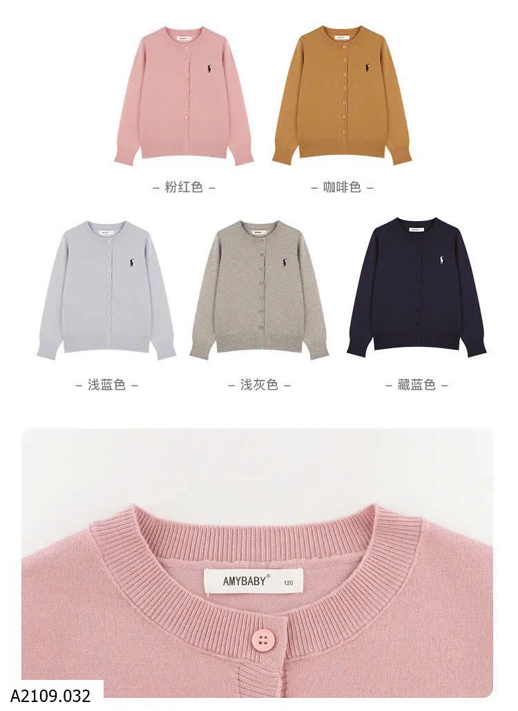 ÁO LEN CỔ TRÒN THÊU NGỰA AMYBABY   Giá sỉ 252k