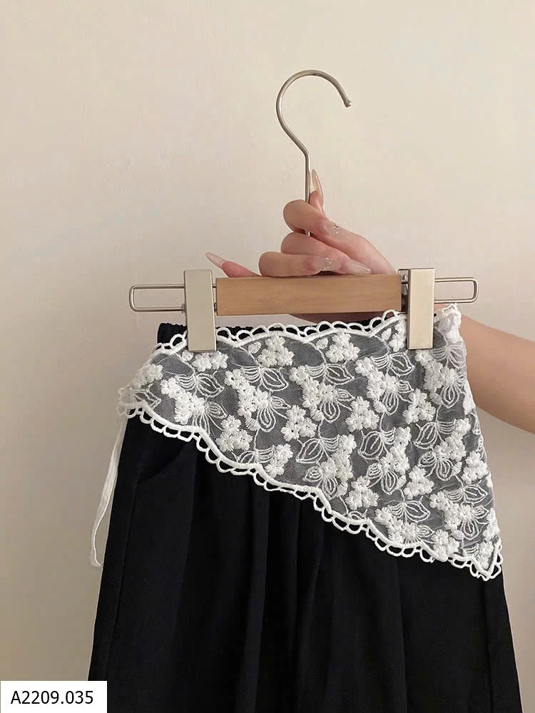 SET ÁO LEN MIX QUẦN SUÔNG PHỐI REN   Giá sỉ 166k/c  áo kèm khăn= quần kèm quây ren