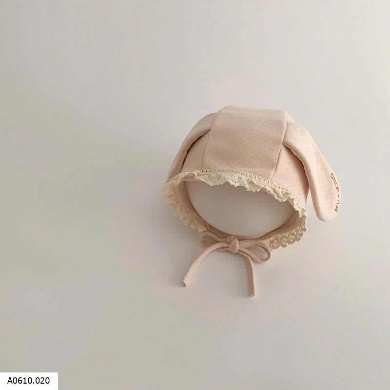 MŨ BÉ SƠ SINH TAI THỎ PHỐI REN BG Giá sỉ 72k