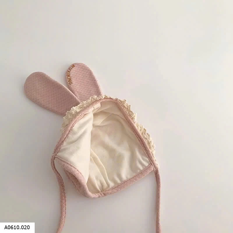 MŨ BÉ SƠ SINH TAI THỎ PHỐI REN BG Giá sỉ 72k