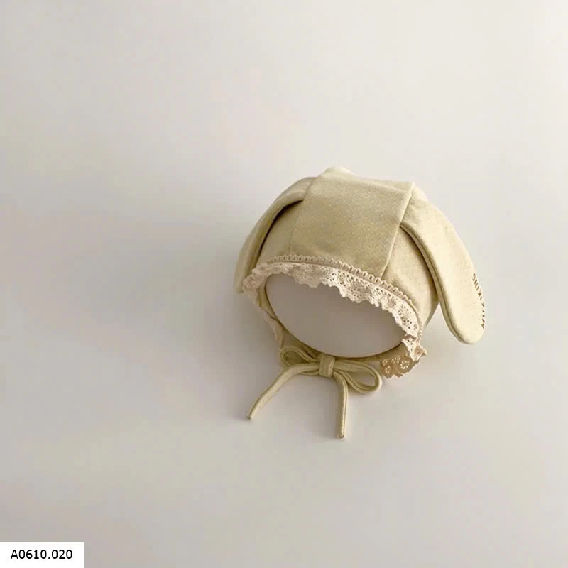 MŨ BÉ SƠ SINH TAI THỎ PHỐI REN BG Giá sỉ 72k